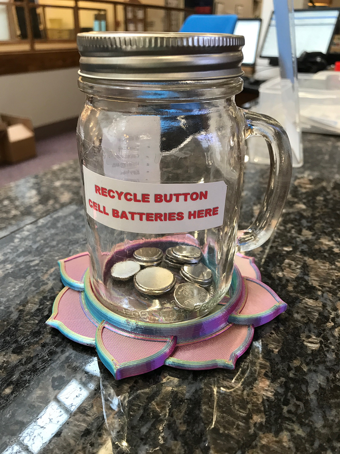 button cell battery collection jar