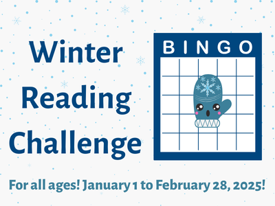 winter reading challenge BINGO board jan 1 to feb 28 2025