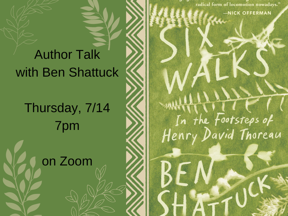 Author Talk with Ben Shattuck July 14 at 7