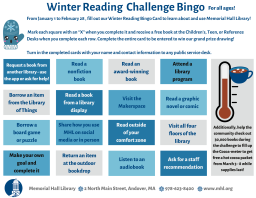 2025 winter reading challenge BINGO