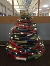 Holiday tree of books