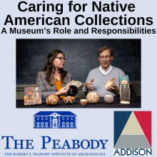 man and woman holding native artifacts