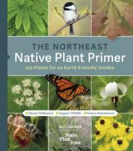 book cover for northeast native plant primer with colorful photographs of birds, plants, and insects