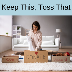 woman sorting items into boxes