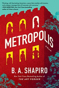 book cover for Metropolis with a red building with silhouettes of people in the windows